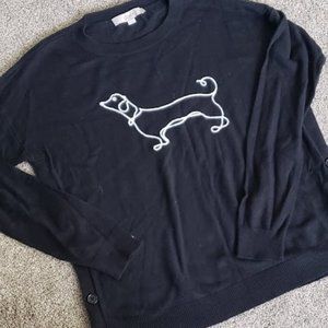 LOFT Women's Dachshund Black Sweater Size M